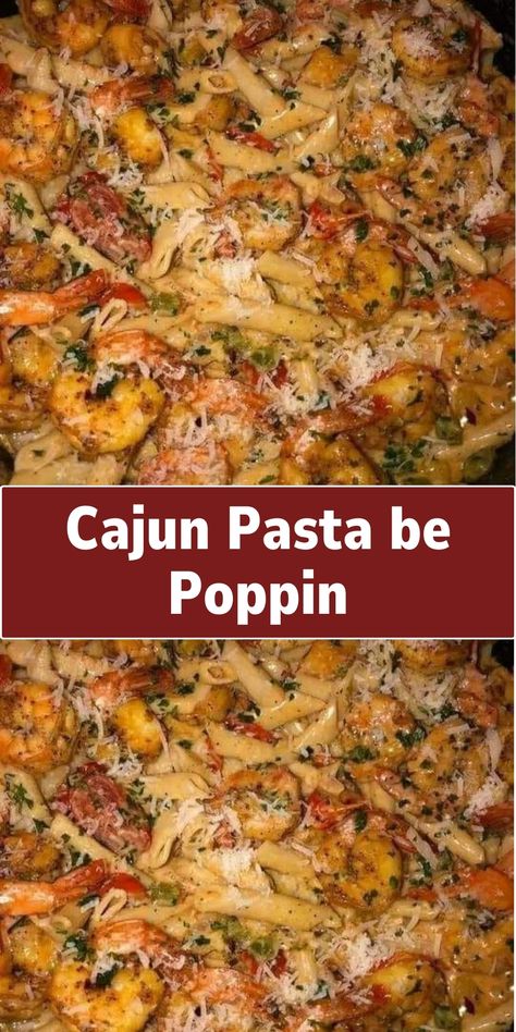 A spicy and flavorful pasta dish, combining Cajun-seasoned chicken or shrimp, bell peppers, and onions in a creamy sauce, served over your choice of pasta. Cajun Shrimp And Sausage Recipes, Cajun Shrimp Pasta With Peppers, Cajun Shrimp Chicken And Sausage Pasta, Cajun Pasta Be Poppin, Creamy Garlic Cajun Shrimp Pasta, Cheddar's Cajun Pasta, New Orleans Cajun Pasta, Cajun Pasta Be Poppin Recipe, Cajun Shrimp And Crawfish Pasta