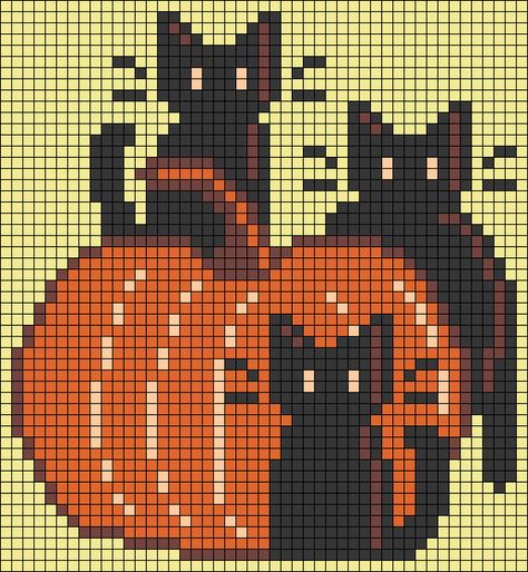 Pixel Crochet Halloween, Cat Grid Crochet, Bratz Alpha Pattern, Halloween Crochet Grid Patterns, Halloween Crochet Blanket Pattern, Fall Crochet Grid, Coffee Alpha Pattern, Crochet Tapestry Pattern Grid, Over The Garden Wall Alpha Pattern