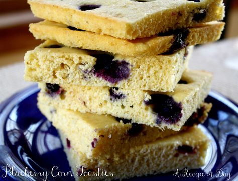 Blueberry Corn Toasties Corn Toasties, Breakfast Items, Breakfast Breads, I Made It, Rice Krispie Treat, Recipe Of The Day, Good Eats, Baked Goods, Yummy Treats