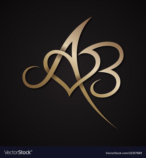 Letter ab love Royalty Free Vector Image - VectorStock Ab Tattoo, خواتم خطوبة, Alphabet Tattoo Designs, Love Wallpaper Download, B Design, Cursive Alphabet, Stylish Alphabets, Graffiti Lettering Fonts, Wedding Logo Design