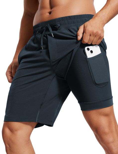 PRICES MAY VARY. Designed for workout or running Soft and ultralight like feather, quick-drying, soft to touch and highly durable 9'' Inseam. Liner Two side pockets and a right zipper pocket. A phone pocket in liner Elastic waistband with drawstring Made of ultralight and quick-drying fabric, these shorts keep you stay with stress-free and dry-feeling. They can offer zero-burden and airy feeling during your workout time. Perfect for workout, running or just lounging.

 

 Feature & Fitting:


 F Men's Workout Clothes, Workout Clothes For Men, 2 In 1 Shorts, Mens Workout Pants, Yoga Store, Workout Time, Yoga Branding, Crz Yoga, Workout Running