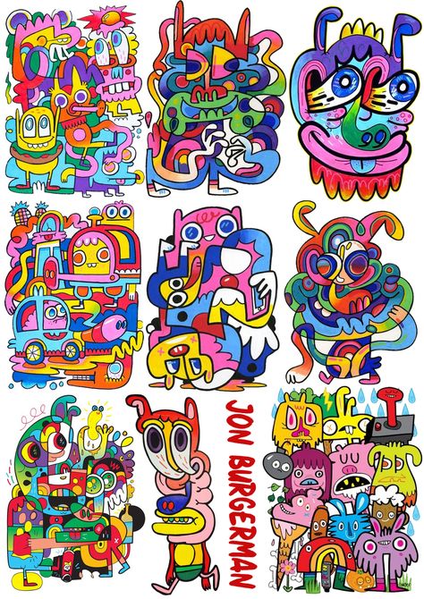 Jon Burgerman, Retro Graphic Design, Art Doodles, Graffiti Doodles, Graffiti Illustration, Doodle Art Drawing, Muse Art, Elementary Art Projects, Flash Art