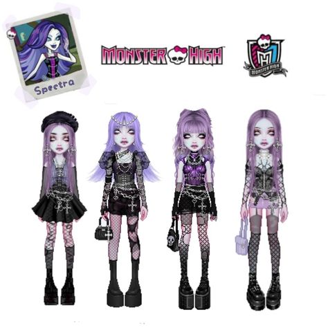 Everskies Outfits Monster High, Monster High Spectra Aesthetic, Draculaura Everskies, Spectra Vondergeist Outfit, Everskies Monster High, Spectra Monster High, Monster High Outfits, Gyaru Everskies, Monster High Spectra