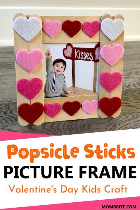 Valentine Picture Frame Crafts For Kids, Popsicle Valentines, Ecse Activities, Stick Picture Frame, Kirby Party, Popsicle Stick Picture Frame, Preschool Valentines Activities, Sticks Craft, Preschool Valentine Crafts