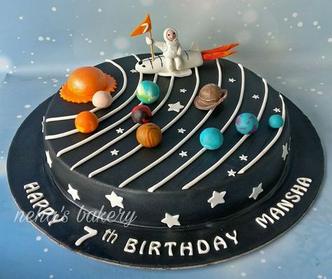 Space theme cake Solar system cake Cake Solar System, Birthday Cake Space, Vet Cake, Space Theme Cake, Space Themed Cake, Space Birthday Cake, Solar System Cake, Cake For Kids, Planet Birthday