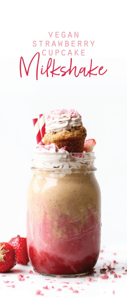 Strawberry Cupcake Milkshake Vegan Milkshake, Stunning Desserts, Thick Vegan, Allen Williams, Strawberry Cupcake, Detox Kur, Protein Smoothies, Milkshake Recipe, Vegan Drinks