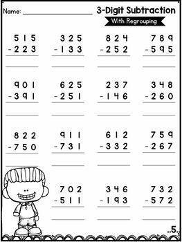 3 Digit Subtraction Worksheets - Worksheet School 3 Digit Subtraction With Regrouping, 3 Digit Subtraction, Subtraction With Regrouping Worksheets, Mental Maths Worksheets, Subtraction With Regrouping, Addition And Subtraction Practice, Maths Worksheets, Subtraction Practice, Learning Board