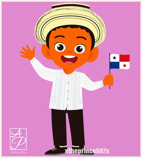 ArtStation - Niños con el vestido típico Panameño - Pollera Panameña -Dibujo animado - La cumbia Panameña, xThePrince507x National Holidays, Panama, The National, Holidays, Skirt, Pants, Trousers