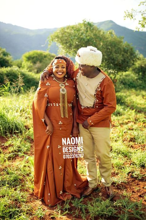 Happy couple adorned in our custom made attire.contact us 0702376767. Kikuyu Traditional Attire, Kenyan Wedding, Ball Outfit, Couples African Outfits, African Traditional Wear, African Traditional Wedding Dress, African Attire Dresses, Traditional Wedding Attire, Traditional Attires