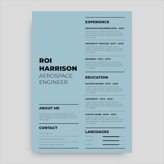 Resume Cv Template Vectors, Photos and PSD files | Free Download Engineer Resume, Aerospace Engineering, Architecture Collage, Curriculum Vitae, Cv Template, Graphic Resources, Vector Free, Lab, Engineering