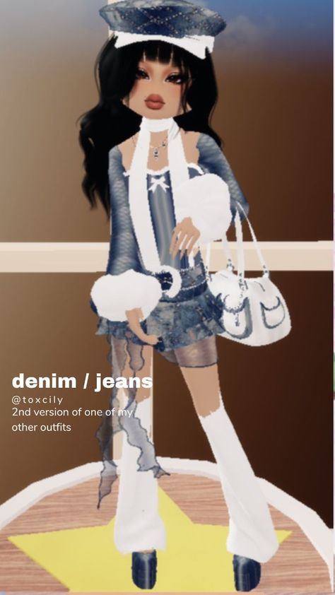 denim / jeans- dti / dress to impress Dti Roblox Theme Tudor Period, Dress To Impress Roblox Game Outfit Ideas Theme Retro Glamour, Dti Roblox Jeans And Denim Theme, Dti Outfits Jeans And Denim, Dti Theme Jeans And Denim, Dti Roblox Theme Streetwear, Denim Dress To Impress, Dress To Impress Roblox Game Outfits Futuristic Elegance, Dti Roblox Theme Hollywood