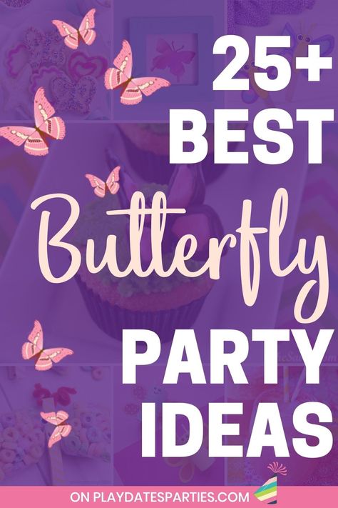 What could be sweeter than a butterfly themed party? Whether you're planning a 1st birthday party, Mother's Day, kids birthday party, or a special baby shower, these beautiful butterfly party ideas are for you. With plenty of DIY butterfly party decorations and centerpieces, invitations, games, and heaps of food ideas, you'll be able to plan an enchanting party in just an afternoon. Don't forget to grab our free printable party planner while you're here, too. Butterfly Theme Birthday Party Ideas, Buterfluffy Party Theme, Butterfly Themed Party Decoration, Butterfly Party Decorations Centerpieces, Diy Butterfly Party Decorations, Diy Butterfly Birthday Decorations, Butterfly Brunch Ideas, Butterflies Party Ideas Decorations, Butterfly Theme Party Ideas