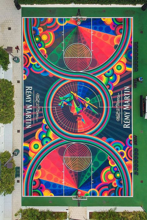 Basketball Court Design, Desain Lanskap, Art Basel Miami, Playground Design, Basketball Art, South Beach Miami, Love And Basketball, Environmental Design, Sports Art