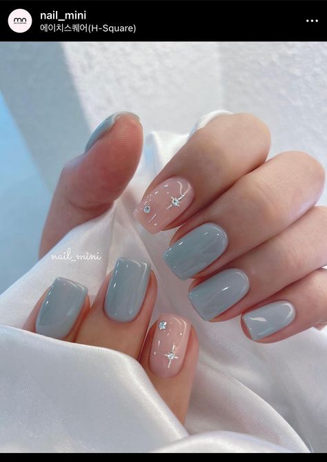 Nails January, January Nail, Nails Unique, Money Nails, Trends Nails, Unghie Nail Art, Baby Blue Nails, Milky Nails, January Nails