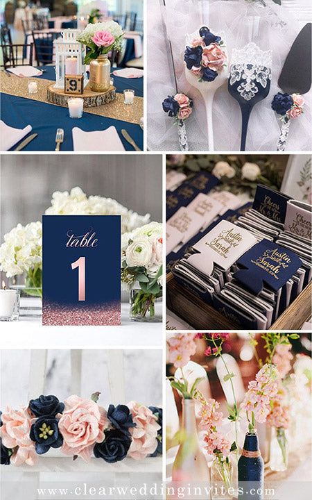 The Best Navy Blue and Pink Wedding Ideas and Matching Wedding Invites – Clear Wedding Invites Ivory Blush Pink And Navy Blue Wedding, Navy Blue And Blush Bouquet, Navy Blue And Pink Wedding Decorations, Navy Blue And Rose Gold Wedding, Rose Gold And Blue Wedding, Navy Blue And Blush Pink Wedding, Navy And Rose Gold Wedding, Navy Blue And Blush Wedding, Gold And Pink Wedding