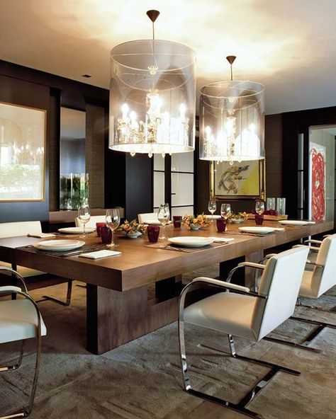 Big families usually live in a house with many bedrooms and practical separation of the zones at home. Dining room for big families and united families Large Dining Room Table, Contemporary Dining Room, Large Dining Room, Luxury Dining, Dining Room Inspiration, Dining Table Design, Modern Dining Table, Modern Dining Room, Dining Room Lighting