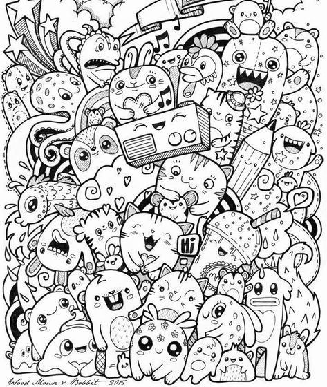 Doodle Monster, Doddle Art, Arte Doodle, Seni Pastel, Doodle Characters, People Faces, Graffiti Doodles, Doodle Art Journals, صفحات التلوين