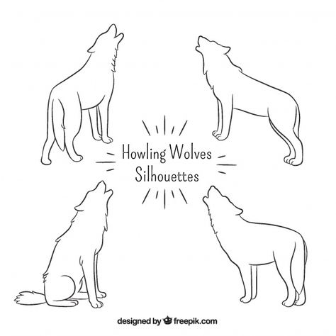 Hand drawn simple wolves silhouettes Fre... | Free Vector #Freepik #freevector #hand #nature #animal #hand-drawn Howling Wolves, Wolf Silhouette, Minimalist Illustration, Howling Wolf, Vector Cut Files, Silhouette Free, Wolf Howling, Vector Cut, Silhouette Crafts