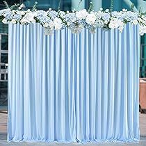 Baby Blue Curtains, Curtains Backdrop, Light Blue Curtains, Blue Drapes, Blue Photography, Curtain Backdrops, Blue Backdrop, Blue Themed Wedding, Sheer Curtain Panels