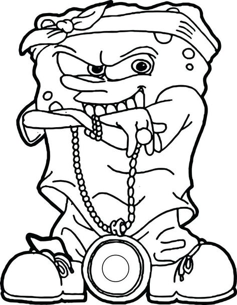 Gangsta Spongebob Coloring Pages – Through the thousand pictures on the net with regards to gangsta spongebob coloring pages , we selects the best series along with best resolution only for you all, and now this pictures is usually considered one of photographs selections in this ideal...  #cartoon #coloring #pages Spongebob Coloring Pages, Bugs Bunny Drawing, Gangster Drawings, Spongebob Coloring, Spongebob Drawings, Graffiti Characters, Cartoon Tattoos, Cartoon Coloring Pages, Graffiti Drawing