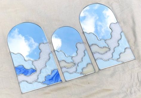 Diy Stained Glass Window, Cloud Mirror, Stained Glass Mirror, Glass Painting Patterns, Stained Glass Patterns Free, Tiffany Glass, Stained Glass Diy, Stained Glass Crafts, Stained Glass Designs