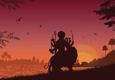 Durga Silhouette Vector Art