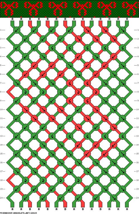 #28429 - friendship-bracelets.net Friendship Bracelet Patterns Christmas, Winter Bracelet Pattern, Christmas Bracelet Ideas String, Bracelet Patterns Christmas, Christmas Friendship Bracelet Patterns, Christmas Bracelet Pattern, Embroidery Floss Bracelets, Floss Bracelets, String Bracelet Patterns