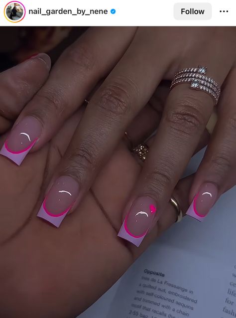 Nail Inspo Trendy Pink, Simple Birthday Nails Short, Nails With Boyfriends Initials, Nail Inspo Trendy, Nail Suggestions, Acrylic Nail Designs Classy, Pink Tip Nails, Pretty Tips, Girly Acrylic