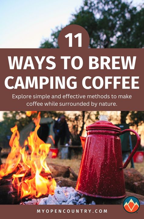 Explore simple and effective methods to make coffee while surrounded by nature. This pin includes easy recipes and tips on choosing the right gear to brew hot, comforting coffee, enhancing your camping mornings effortlessly. Whether you're using a percolator, a portable coffee maker, or improvising, we have all the instructions you need. | Learn more about Camping Drinks Coffee While Camping, Camping Coffee Maker, Camping Drinks, Camping Menu, Ways To Make Coffee, Portable Coffee Maker, Camping Inspiration, Camping Dinners, Tasty Drinks