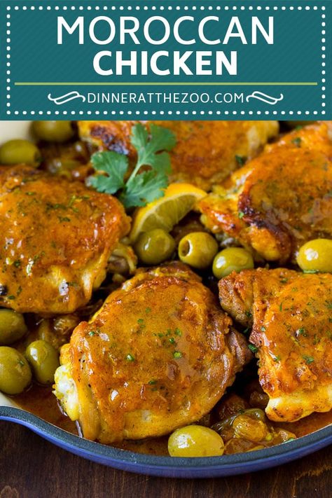 Moroccan Chicken Recipe #chicken #dinner #olives #dinneratthezoo Moroccan Chicken Recipe, Arabisk Mad, Moroccan Cooking, Moroccan Dishes, Tagine Recipes, Moroccan Chicken, One Pot Meal, Dinner Chicken, Moroccan Food