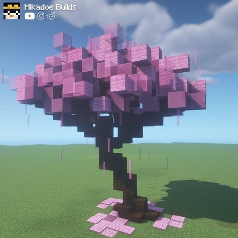 Custom Cherry Blossom Tree Minecraft, Minecraft Sakura Tree, Cherry Tree Minecraft, Cherry Blossom Tree Minecraft, Minecraft Cherry Blossom Tree, Tree Minecraft, Peach Blossom Tree, Minecraft Tree, Build Minecraft