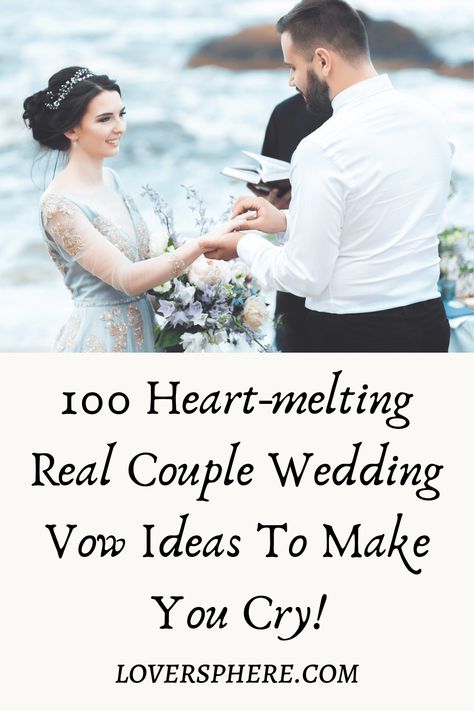 100 Heartfelt Wedding Vows For Him To Make Him Cry - Lover Sphere Traditional Vows, Wedding Vows That Make You Cry, Vows For Him, Unique Wedding Vows, Wedding Vows For Him, Marriage Promises, Writing Wedding Vows, Wedding Vows Quotes, Writing Vows