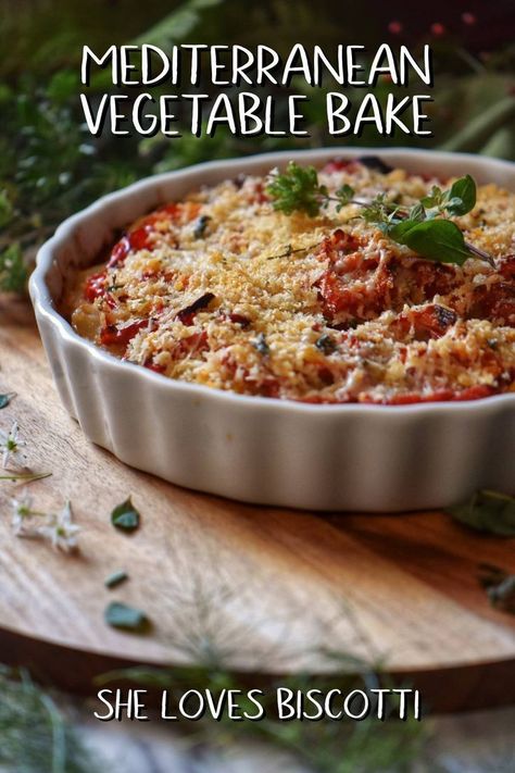 Vegetarian Baked Recipes, Italian Vegetable Bake, Baked Vegetable Recipes, Vegetarian Oven Meals, Baked Veg Recipe, Veggie Dinner Party Recipes, Vege Bake Recipe, Vegetable Meal Ideas, Veg Baked Dishes