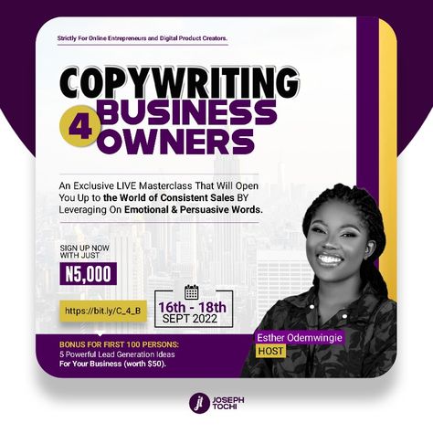 Online Training Flyer Design, Course Flyer, Persuasive Words, Copywriting Business, Flyer Inspiration, Class Poster, Social Media Branding Design, Social Media Advertising Design, Ads Design