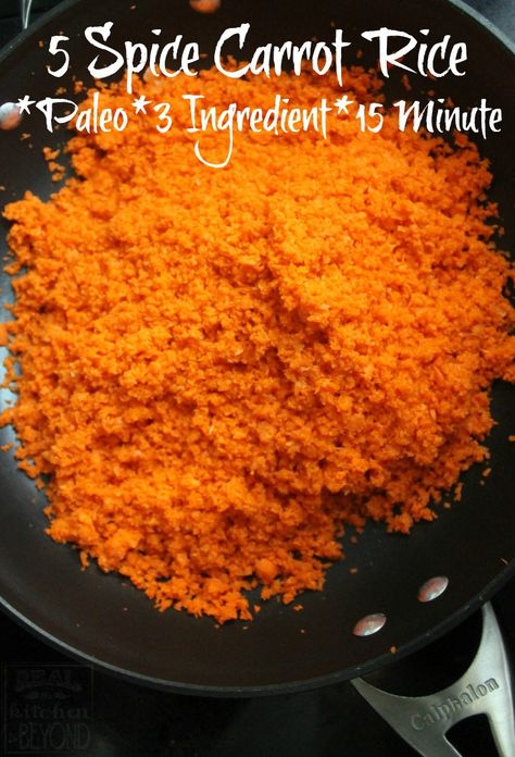 3 Ingredient Five Spice Carrot Rice Paleo Stir Fry, Substitute For Rice, Carrot Rice, Dinner Paleo, Rice Healthy, 5 Spice, Spiced Carrots, Main Entrees, Five Spice