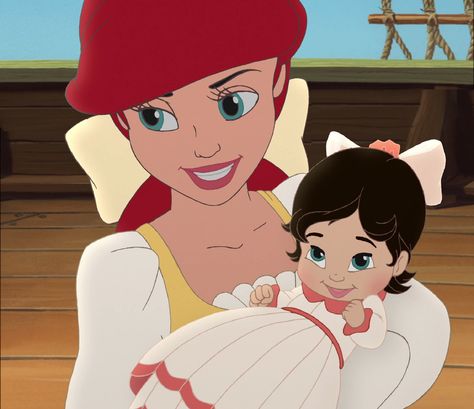 Ariel & baby Melody from Disney's The Little Mermaid Ariel And Melody, Melody Little Mermaid, Princess Melody, Disney Movie Art, Walt Disney Princesses, Disney Au, Disney Princess Artwork, Disney Characters Videos, Disney Princess Ariel