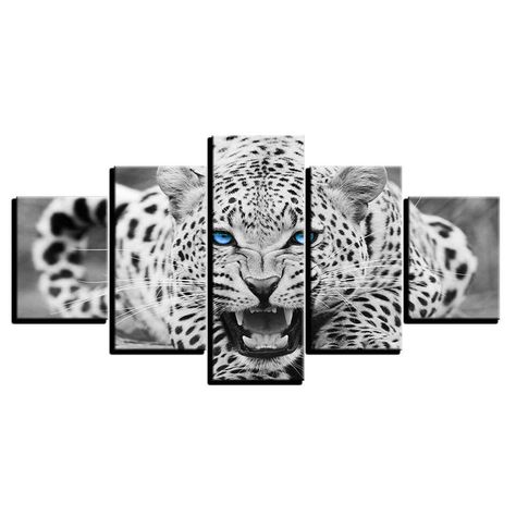 Tiger Canvas Painting, Leopard Wall Art, 5 Piece Canvas Art, Tiger Canvas, Leopard Art, Wall Art Frame, Canvas Painting Designs, Animal Posters, Multi Panel Canvas