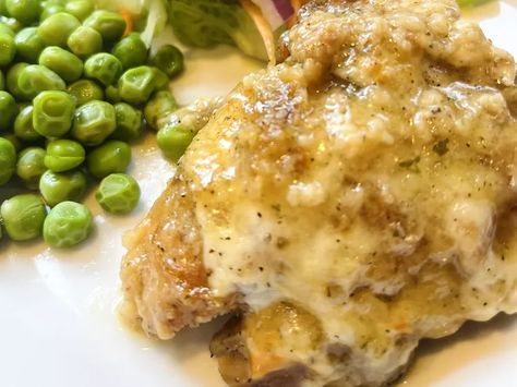 Muenster Chicken and Mushrooms Recipe Famous Butter Chicken, Baked Breaded Chicken Breast, Baked Breaded Chicken, Baked Garlic Parmesan Chicken, Chicken And Mushrooms, Muenster Cheese, Chicken Mushroom Recipes, Breaded Chicken Breast, Garlic Parmesan Chicken