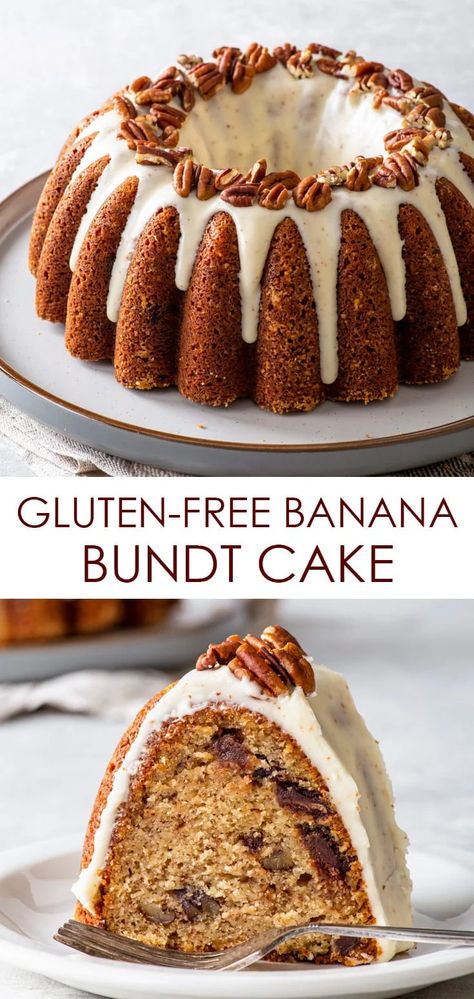 Gluten Free Banana Bundt Cake, Gf Bundt Cake Recipes, Gluten Free Banana Cake Recipe, Gluten Free Bundt Cake Recipes, Gf Banana Cake, Bundt Cake Gluten Free, Butter Cream Cheese Icing, Gluten Free Bundt Cake, Cake Samples