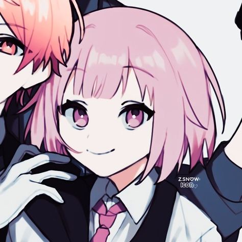 Anime Characters With Pink Hair, Pink Hair And Black, Two Anime Characters, Characters With Pink Hair, Base Drawing, Black Clothes, Evil Anime, Best Anime Couples, Anime Cover Photo