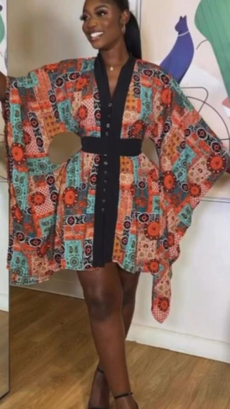 how to Sew one piece butterfly wrap dress fast and very easy A Simple Dress Tutorial it's sewing for beginners add it to your sew to sell business and earn money #sewtosell #wrapDress #sewingtutorial Kimono Short Dress, Simple Kimono, Bubu Gown, Bubu Gown Styles, Wrap Dress Styles, Ankara Short Gown Styles, Chic Dress Classy, 2piece Outfits, Dress Tutorial