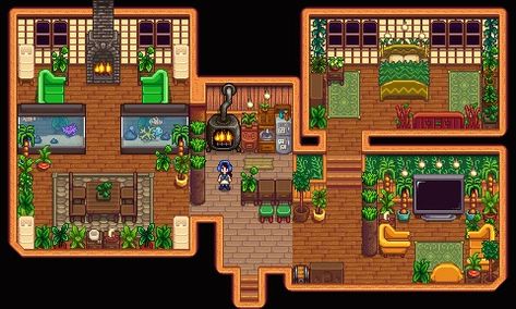 stardew valley ginger island house design Stardew Valley Island Farmhouse, Ginger Island Home Stardew Valley, Island House Stardew Valley, Stardew Valley Ginger Island House Design, Stardew Valley Beach House Interior, Stardew Buildings, Stardew Valley Farmhouse Design, Ginger Island House Design, Stardew Valley House Interior Ginger Island