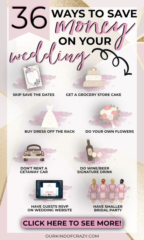 If you're looking for easy ways to save money on your wedding, we have 36 tips to help you! You can have a budget wedding and still have the wedding you've dreamed of. With these Wedding Planning Tips you'll have a beautiful wedding planned in no time that works with your budget! #diywedding #budgetwedding #weddingplanningtips #weddingideas Easy Ways To Save Money, Wedding Planning On A Budget, Budget Ideas, Wedding Money, Wedding Info, Wedding Budget, Budget Planer, Future Wedding Plans, Future Mrs