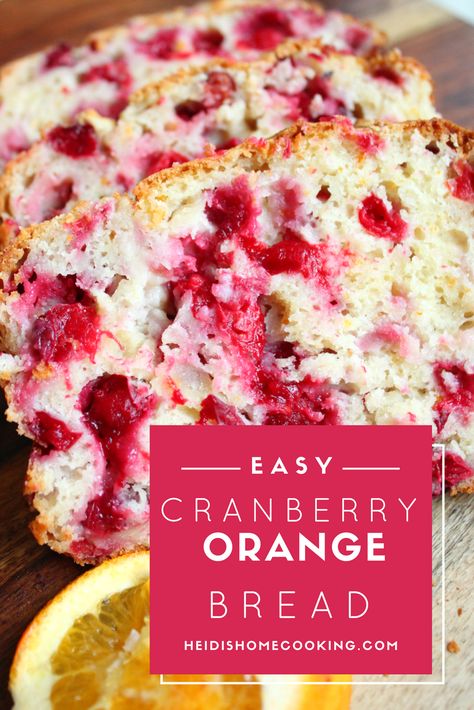 This recipe for easy cranberry orange bread is very versatile because it can be made as an entire loaf, into regular muffins, or even mini muffins. It's one of the prettiest and best desserts you can serve at brunch or give your friends as a gift. The recipe is simple yet the bread stays moist and flavorful. This bread is great for Thanksgiving and Christmas! Cranberry Orange Bread Moist, Easy Cranberry Orange Bread, Cranberry Orange Bread Mini Loaves, Orange Bread Recipe, Cranberry Bread Recipes, Breads Recipes, Orange Bread, Mini Loaves, Cranberry Orange Bread