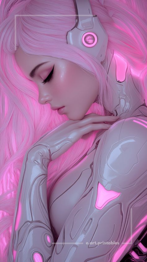 Futuristic Cyber Girl, Sci-Fi Wallpaper, Digital Art, High-Resolution Background, Cyberpunk Aesthetic #CyberGirl, #FuturisticArt, #SciFiWallpaper, #DigitalArt, #Cyberpunk Pink Retro Futurism, Pink Sci Fi Aesthetic, Cyberpunk Girl Aesthetic, Pink Cyberpunk, Pink Futuristic, Cyberpunk Women, Futuristic Elegance, Cyberpunk Wallpaper, Sci Fi Aesthetic