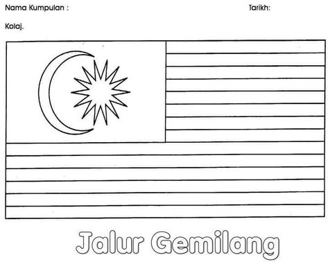 Jalur Gemilang Art, Bendera Malaysia Colouring, Arts And Crafts For Kids Toddlers, Free Preschool Activities, Learning Numbers Preschool, Senses Preschool, Insects Preschool, Malaysia Flag, Printable Flower Coloring Pages