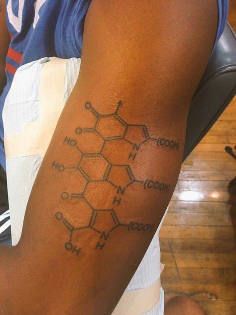 Melanin tattoo goals Melanin Molecule Tattoo, Melanin Tattoo For Women, Chemical Tattoos, Melanin Tattoo, Chemical Tattoo, Septum Nose Piercing, Sketch Quotes, Molecule Tattoo, Cute Tats