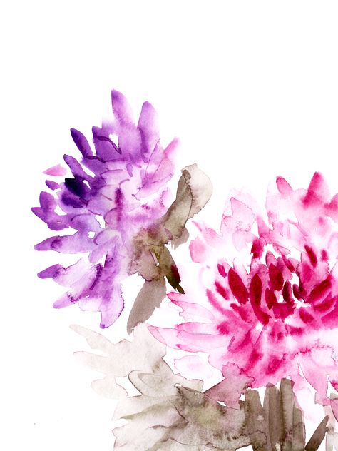 Dahlia Flower Watercolor, Dahlia Watercolor, Watercolor Dahlia, Purple Vector, Snow Watercolor, Loose Watercolour, Paintings For Beginners, Spring Watercolor, Floral Watercolor Paintings