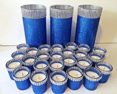 Wedding Diy Centerpieces, Royal Blue Centerpieces, Centerpieces Blue, Royal Blue Wedding Theme, Blue Wedding Centerpieces, Blue Wedding Decorations, Blue Centerpieces, Creative Wedding Favors, Simple Wedding Centerpieces