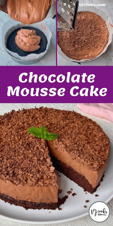 Homemade Chocolate Mousse, Moose Cake, Chocolate Mousse Desserts, Vj Cooks, Easy Chocolate Mousse, Mousse Cake Recipe, Pan Sin Gluten, Chocolate Mousse Recipe, Cooking Chocolate